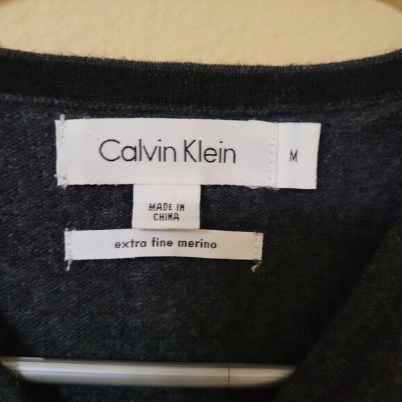 Calvin Klein Mens Sweater M Extra Fine Merino‎ Wool Dadcore Grandpacore - Picture 2 of 7